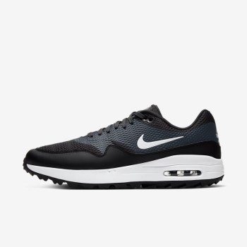 Nike Air Max 1 G - Férfi Golf Cipő - Fekete/Sötét Szürke/Fehér/Fehér